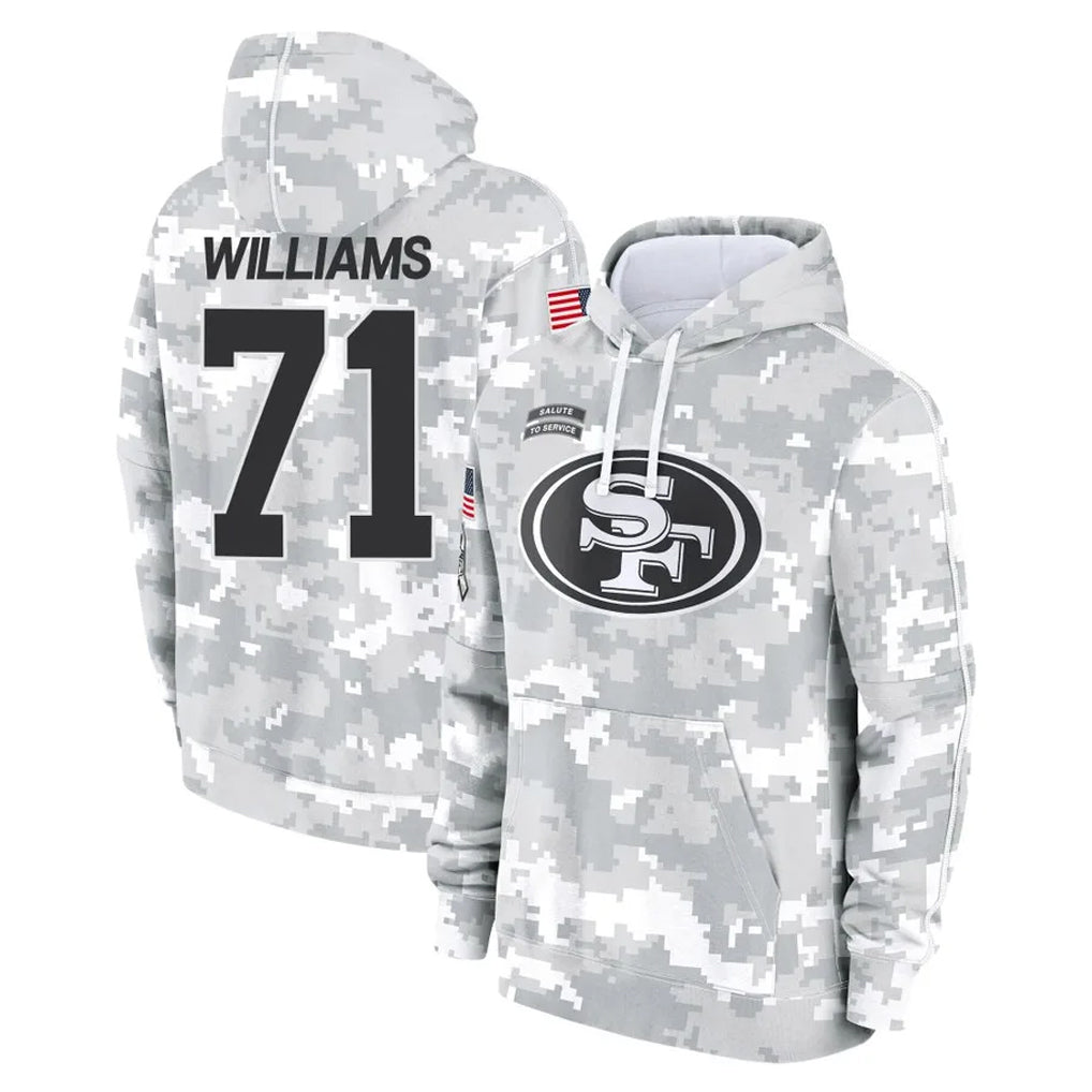 SF.49ers #71 Trent Williams Player Arctic Camo Limited Salute to Service Pullover Hoodies Game Qdoa Stitched Jerseys