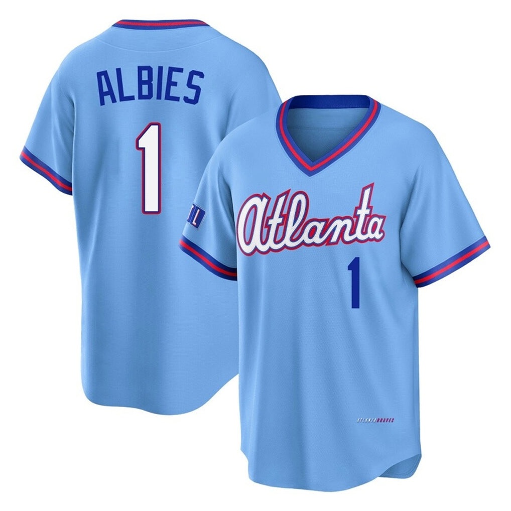 A.Braves #1 Ozzie Albies Player Powder Blue 2026 City Connect T-shirt Home Game Qdoa Stitched Jerseys