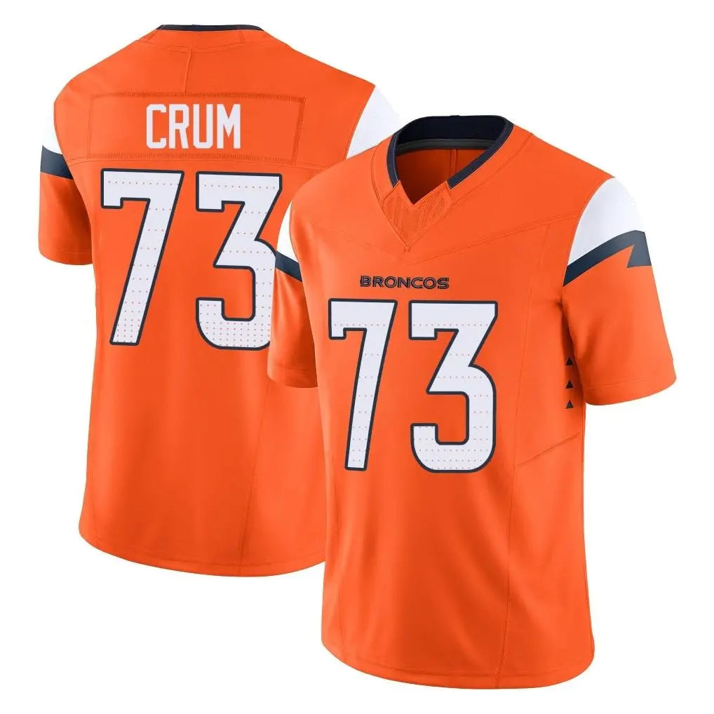 D.Broncos #73 Frank Crum Player Orange Vapor F.U.S.E. Limited Home Game Qdoa Stitched Jerseys