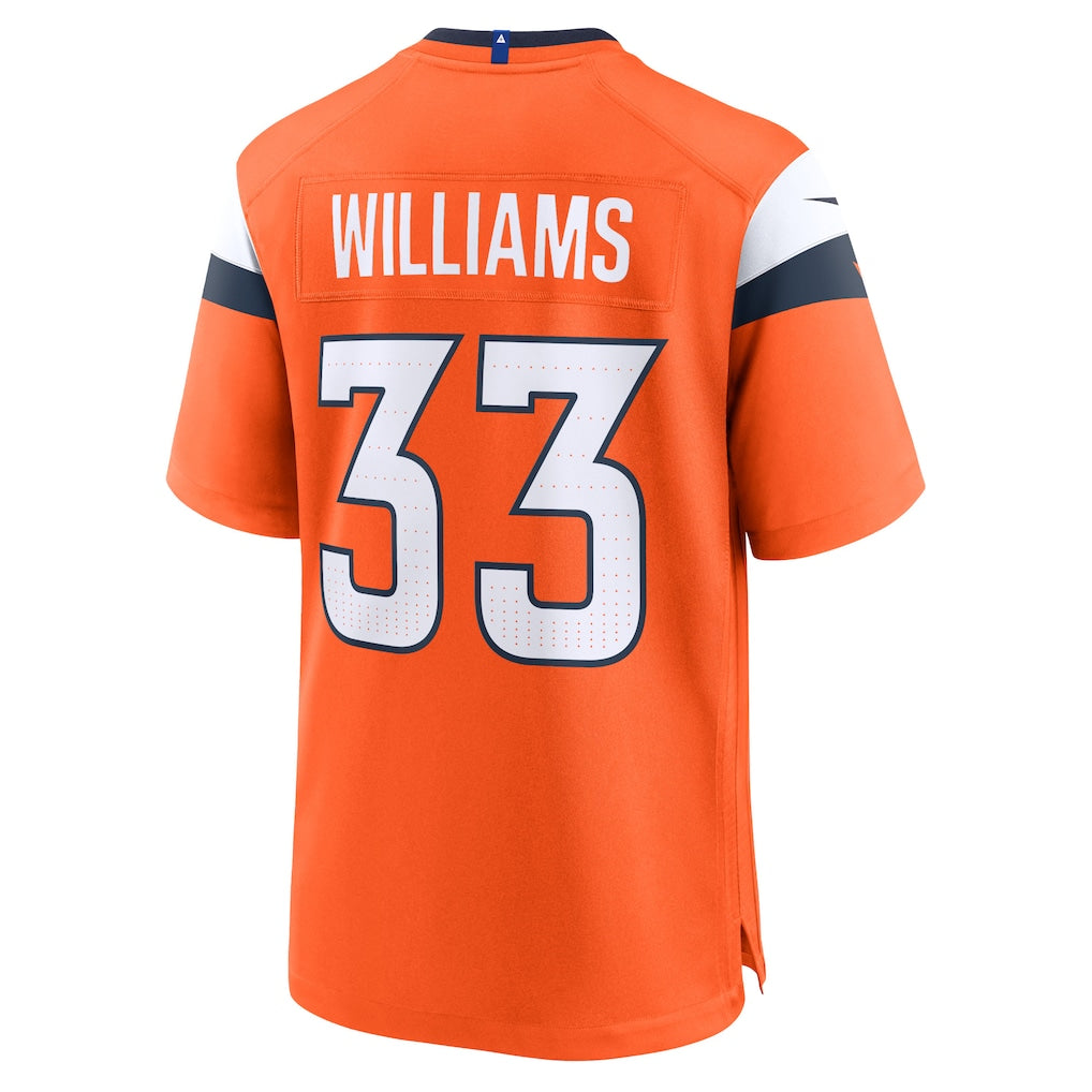 Qdoa D.Broncos #33 Javonte Williams Orange Mile High Collection Game Jersey