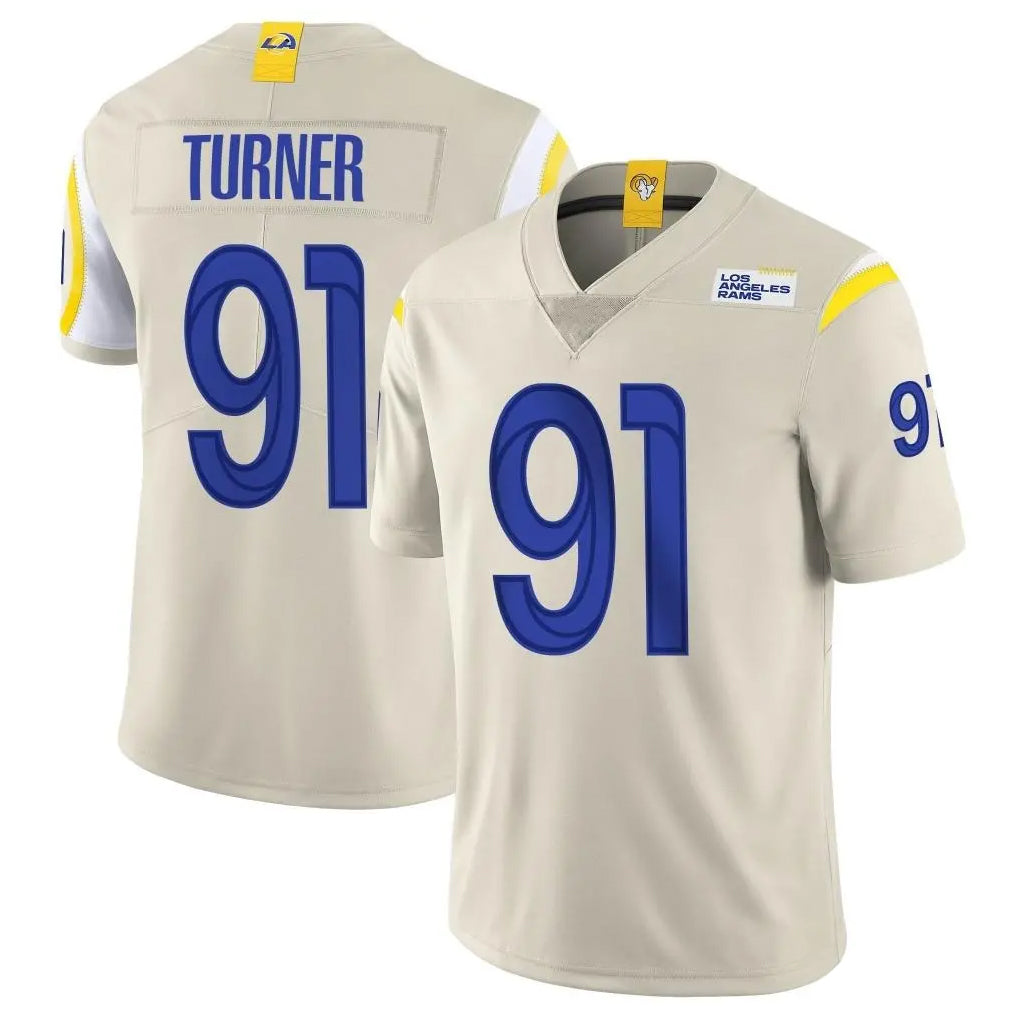 LA.Rams #91 Kobie Turner Player Bone Limited Vapor Home Game Qdoa Stitched Jerseys