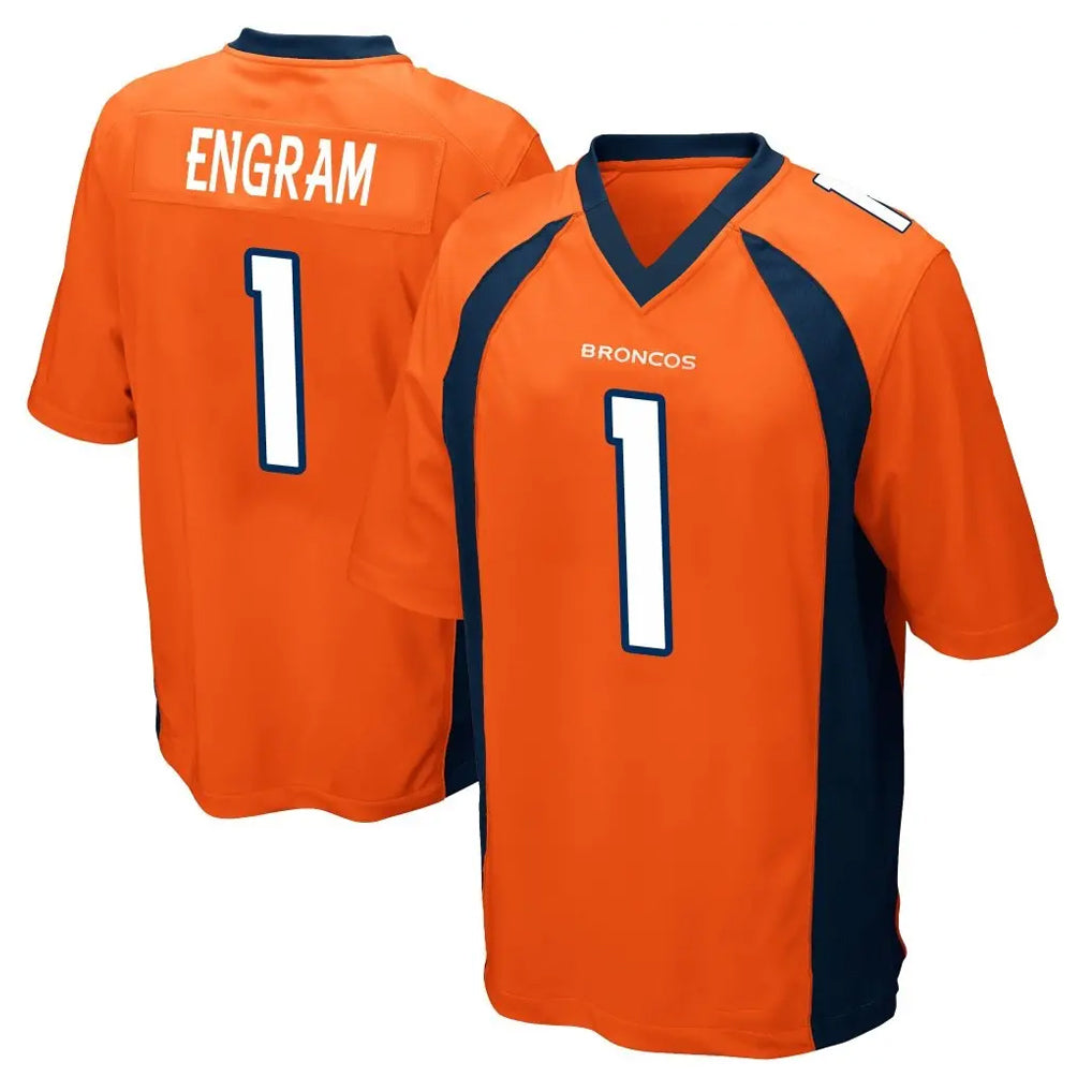 D.Broncos #1 Evan Engram Player Orange Color Home Game Qdoa Stitched Jerseys