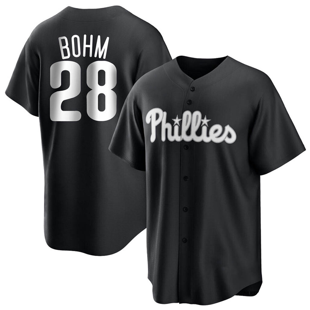 P.Phillies #28 Alec Bohm Player Black Home Game Qdoa Stitched Jerseys
