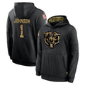 C.Bears #1 Jaylon Johnson Player Black Salute to Service Pullover Hoodies Limited Qdoa Stitched Jerseys
