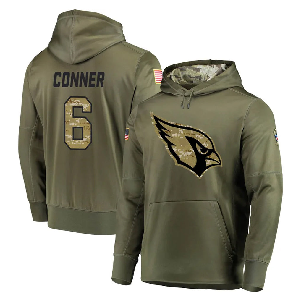 A.Cardinals #6 James Conner Player Olive Salute to Service Limited Hoodie Qdoa Stitched Jerseys