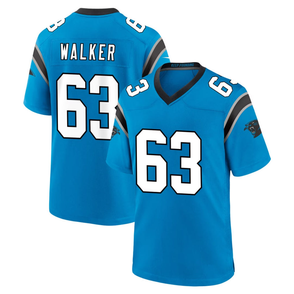 C.Panthers #63 Rasheed Walker Player Blue Home Game Qdoa Stitched Jerseys