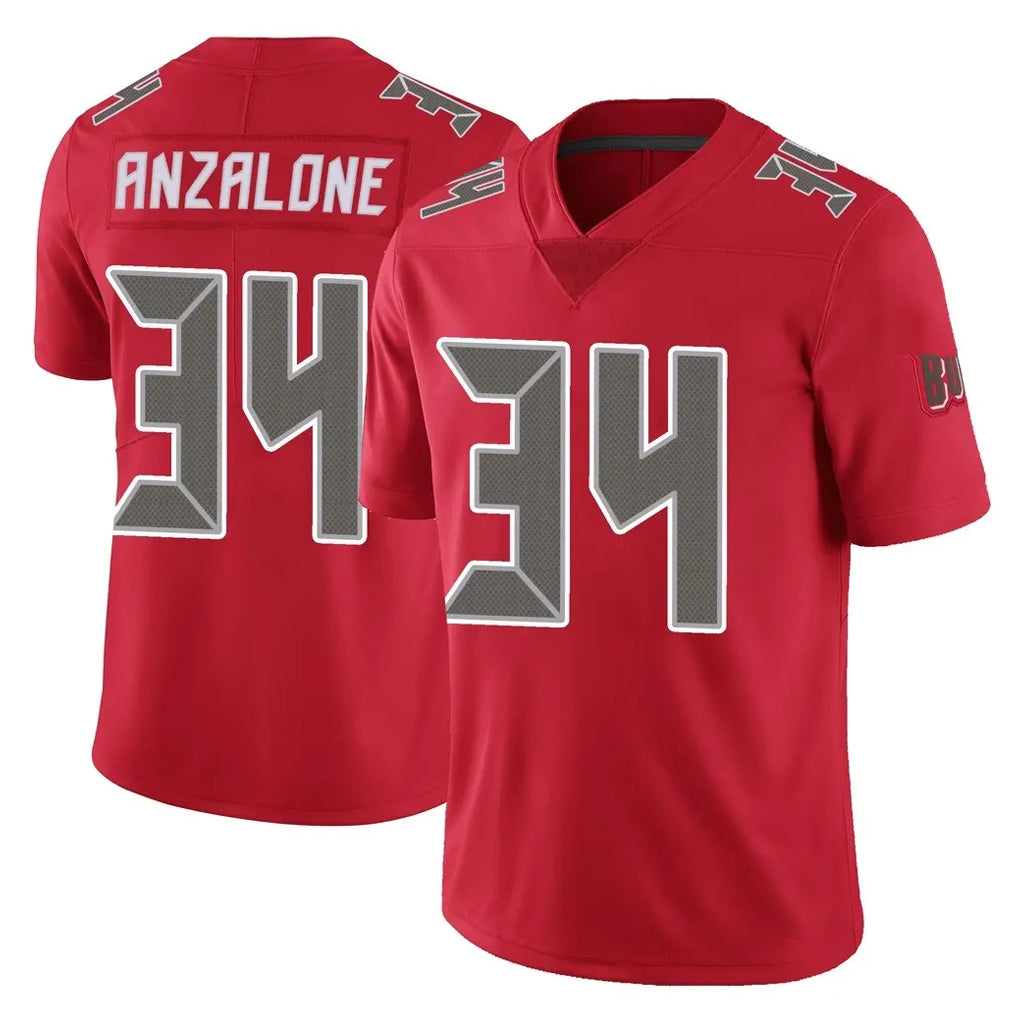 TB.Buccaneers #34 Alex Anzalone Player Red Limited Color Rush Home Game Qdoa Stitched Jerseys