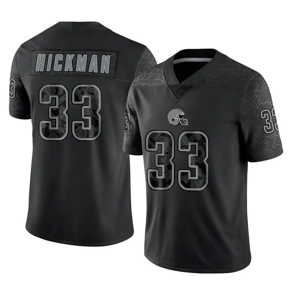 C.Browns #33 Ronnie Hickman Player Black Reflective Home Game Qdoa Stitched Jerseys