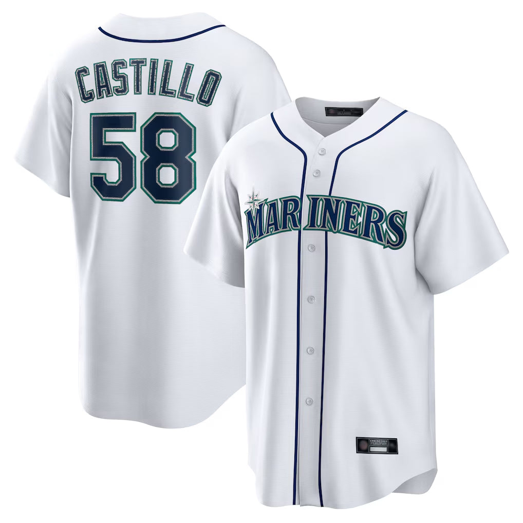 S.Mariners #58 Luis Castillo Player White Home Game Qdoa Stitched Jerseys