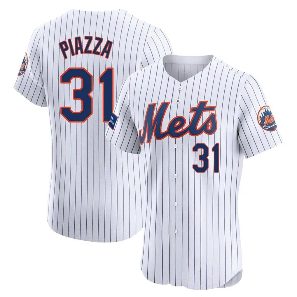 NY.Mets #31 Mike Piazza Player White Home Limited Elite Qdoa Stitched Jerseys