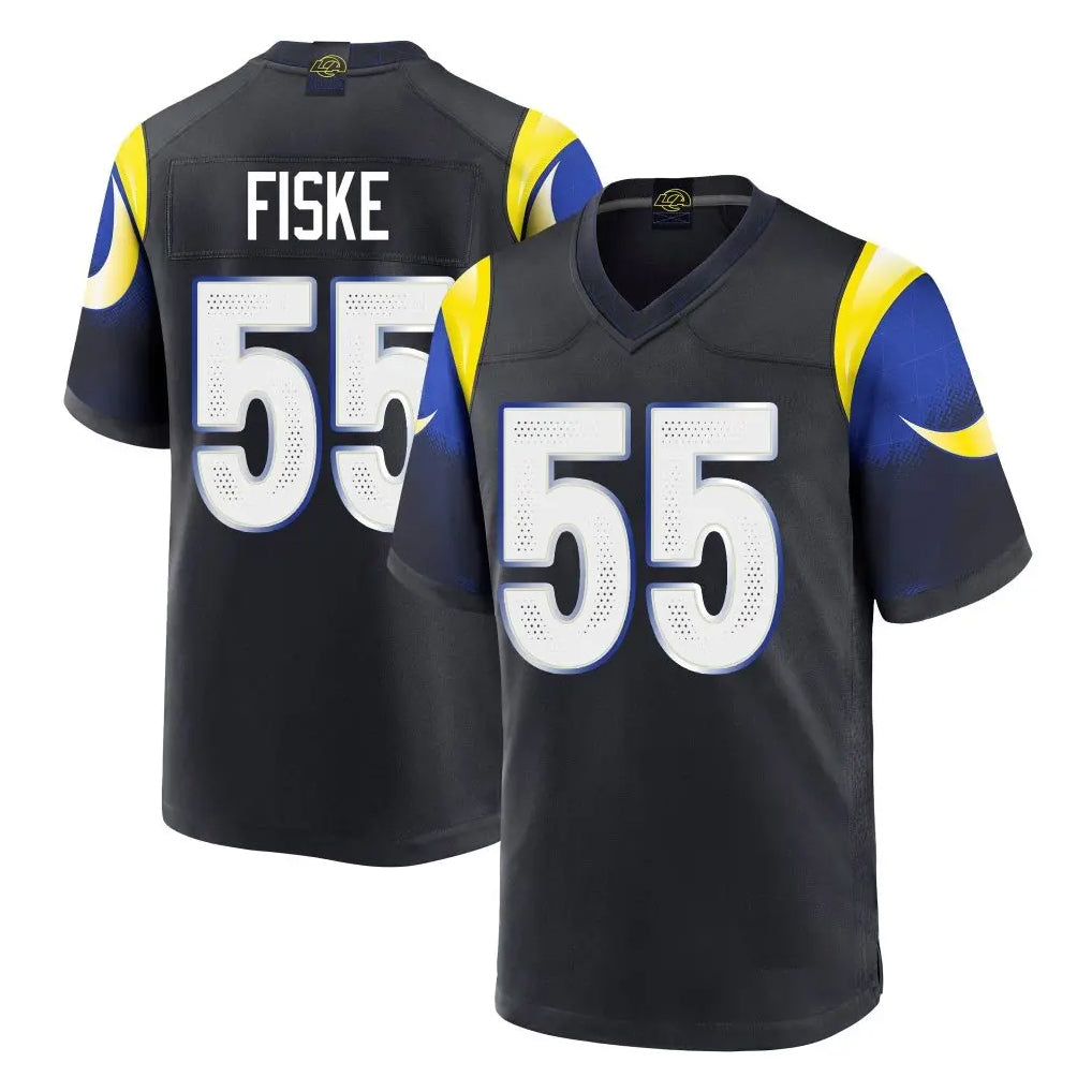 LA.Rams #55 Braden Fiske Player Black Midnight Rivalries Collection Home Game Qdoa Stitched Jerseys