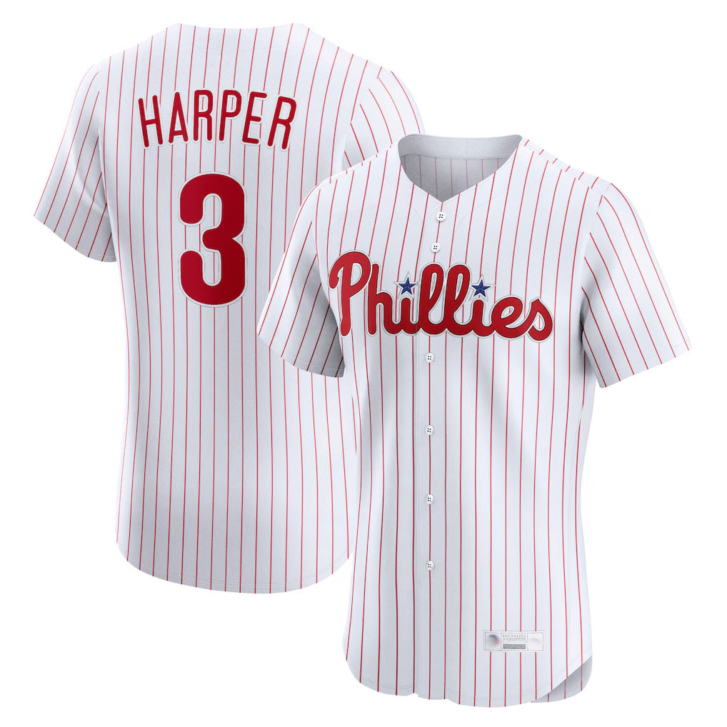 P.Phillies #3 Bryce Harper Player White Home Limited Elite Qdoa Stitched Jerseys