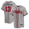 A.Braves #13 Ronald Acuna Jr Player Gray Home Game Qdoa Stitched Jerseys