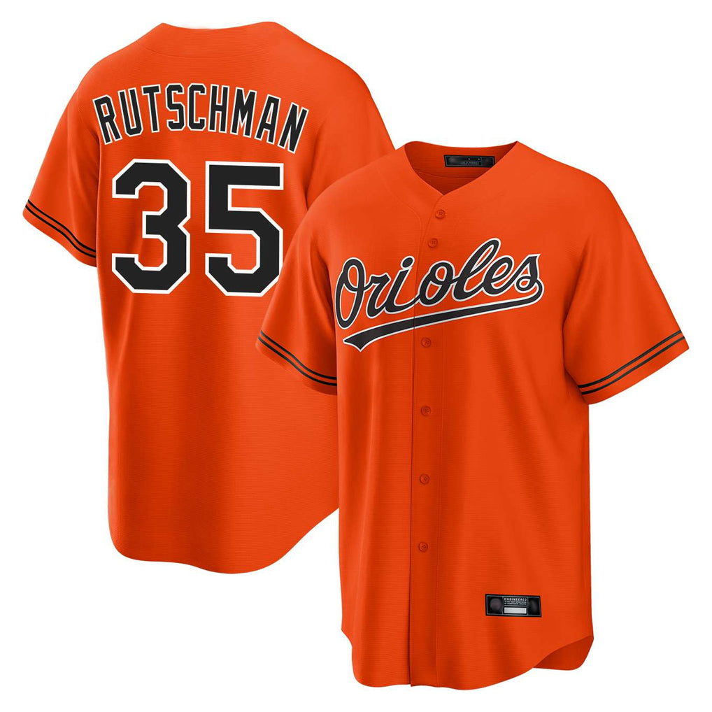 B.Orioles #35 Adley Rutschman Player Orange Home Game Qdoa Stitched Jerseys