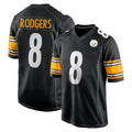 P.Steelers #8 Aaron Rodgers Player Black Home Game Qdoa Stitched Jerseys