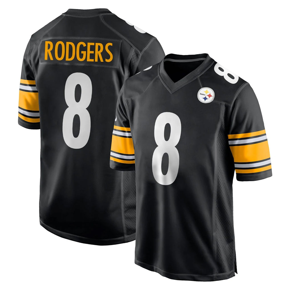 P.Steelers #8 Aaron Rodgers Player Black Home Game Qdoa Stitched Jerseys