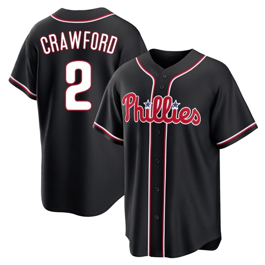 P.Phillies #2 Justin Crawford Player Black Fashion Out Home Game Qdoa Stitched Jerseys