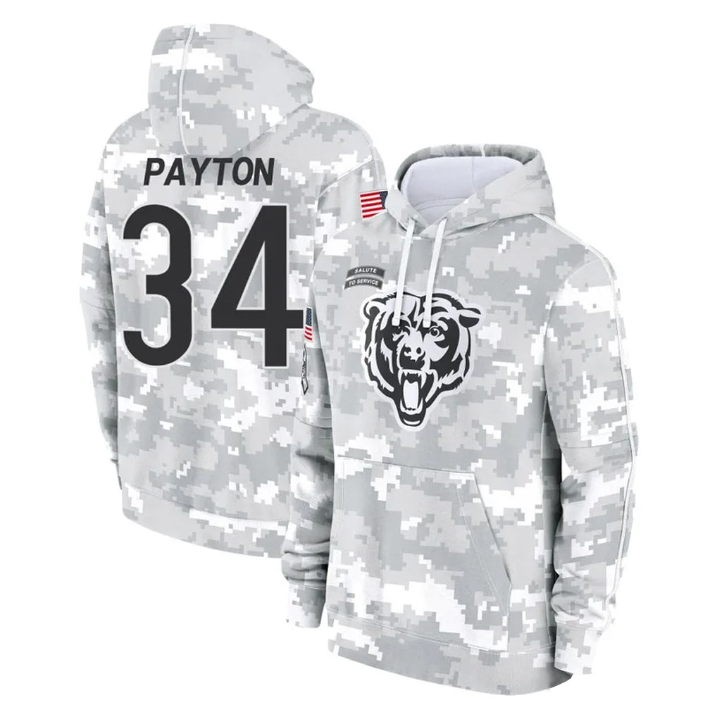 C.Bears #34 Walter Payton Player Arctic Camo Salute to Service Pullover Hoodies Limited Qdoa Stitched Jerseys