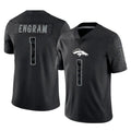 D.Broncos #1 Evan Engram Player Black Reflective Limited Qdoa Stitched Jerseys