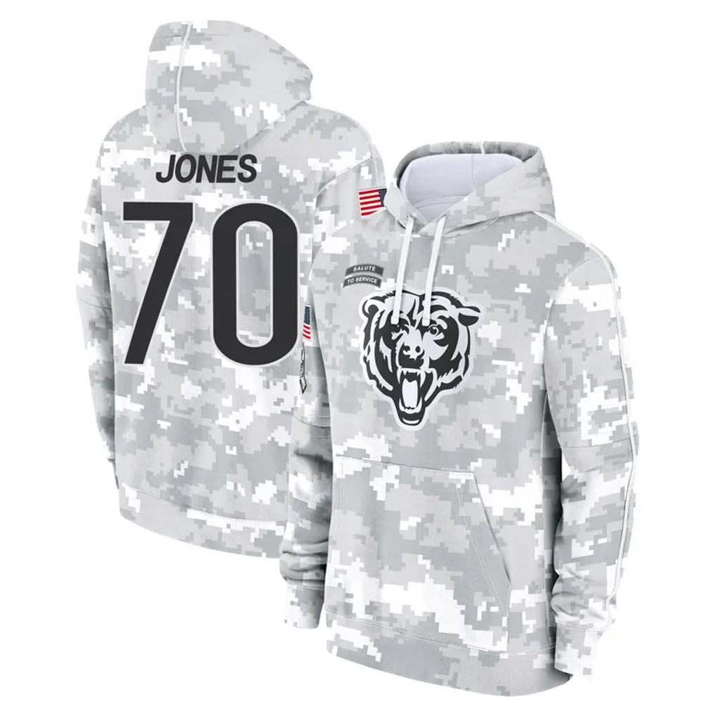 C.Bears #70 Braxton Jones Player Arctic Camo Salute to Service Pullover Hoodies Limited Qdoa Stitched Jerseys
