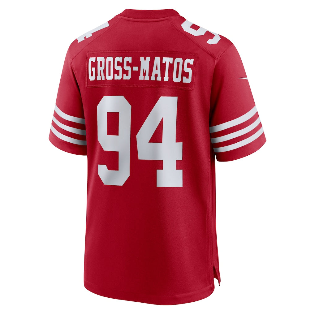 Qdoa SF.49ers #94 Yetur Gross-Matos Scarlet Team Game Jersey