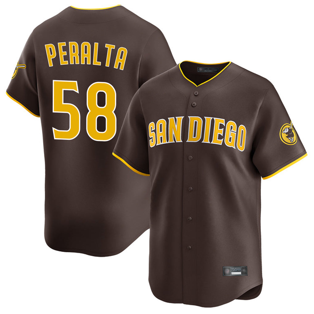 S.Diego Padres #58 Wandy Peralta Player Brown Home Limited Qdoa Stitched Jerseys