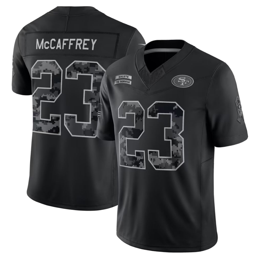 Qdoa SF.49ers #23 Christian McCaffrey Player Black Limited 2026 Salute to Service Home Game Stitched Jerseys