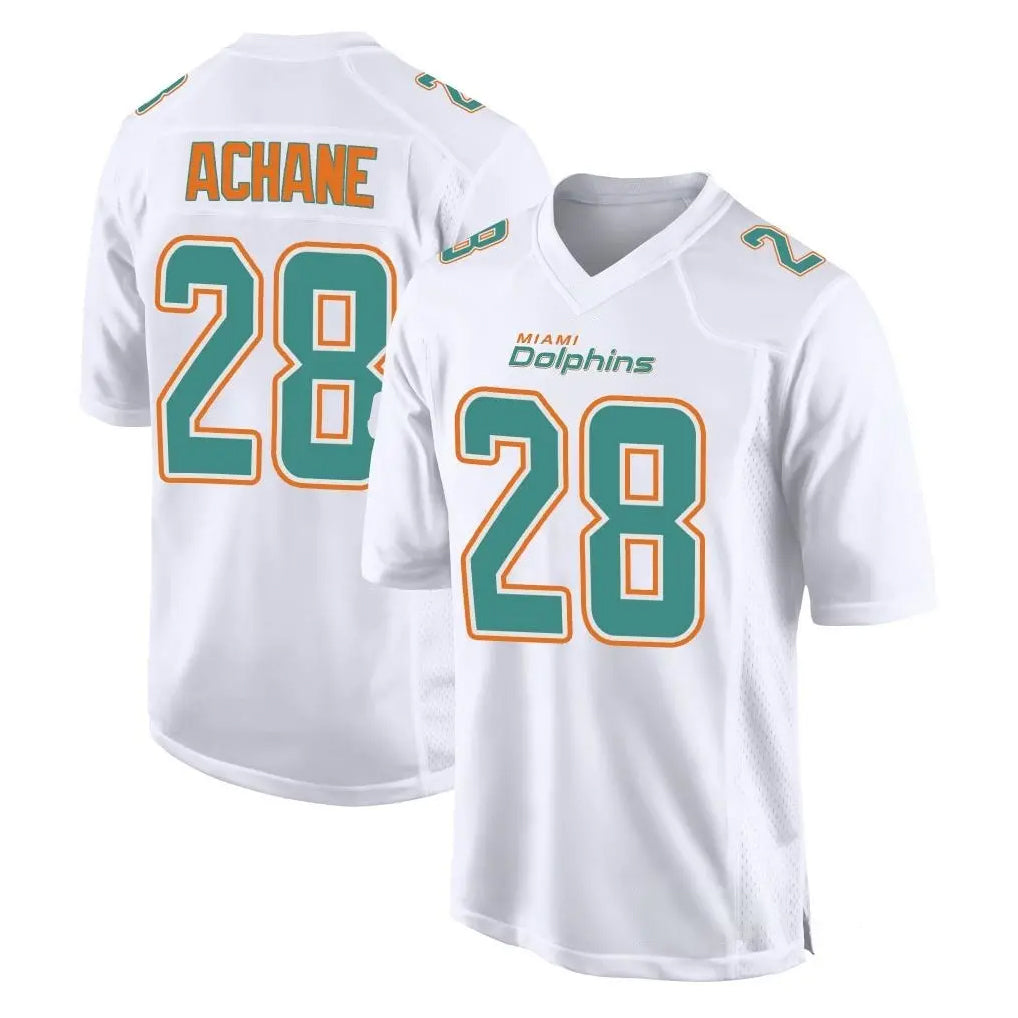 M.Dolphins #28 De'Von Achane Player White Fashion Home Game Qdoa Stitched Jerseys