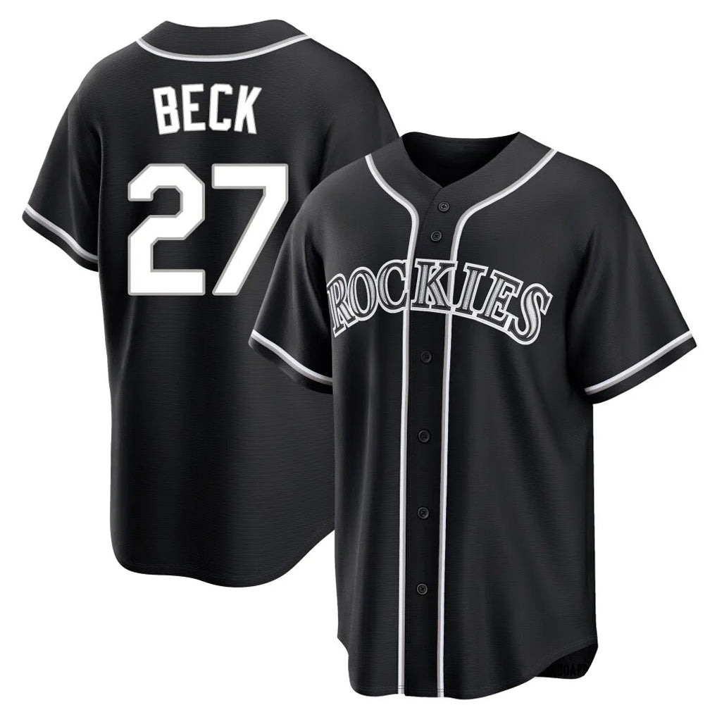 C.Rockies #27 Jordan Beck Player Black Fashion Out Home Game Qdoa Stitched Jerseys
