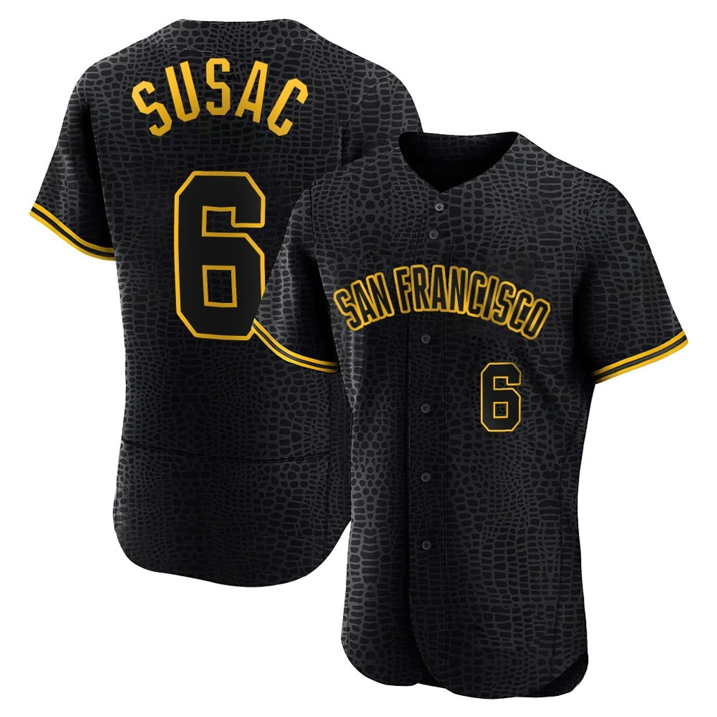 SF.Giants #6 Daniel Susac Player Black Snake Skin City Limited Elite Qdoa Stitched Jerseys