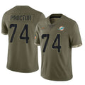 M.Dolphins #74 Kadyn Proctor Player Olive Salute To Service Limited Qdoa Stitched Jerseys