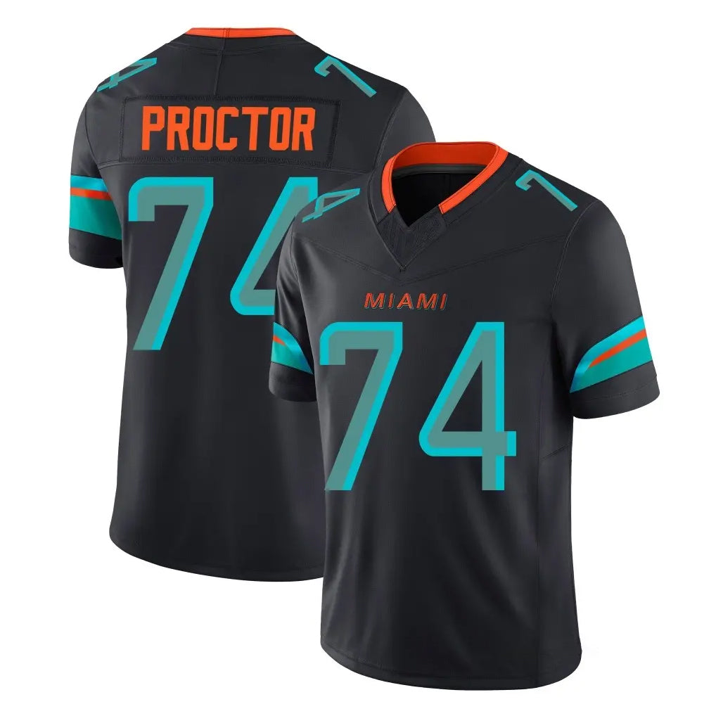 M.Dolphins #74 Kadyn Proctor Player Black Limited Pitch Rivalries Collection Home Game Qdoa Stitched Jerseys