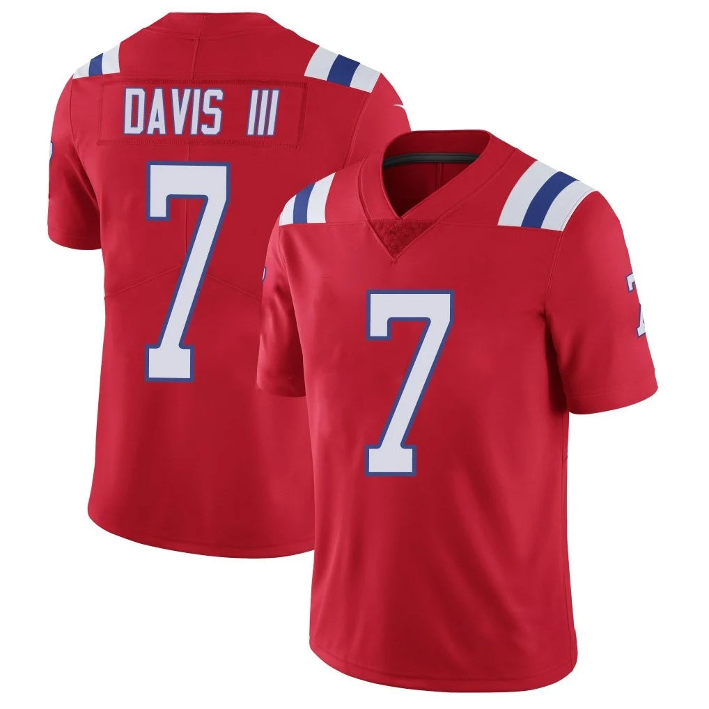 NE.Patriots #7 Carlton Davis III Player Red Limited Vapor F.U.S.E. Home Game Qdoa Stitched Jerseys