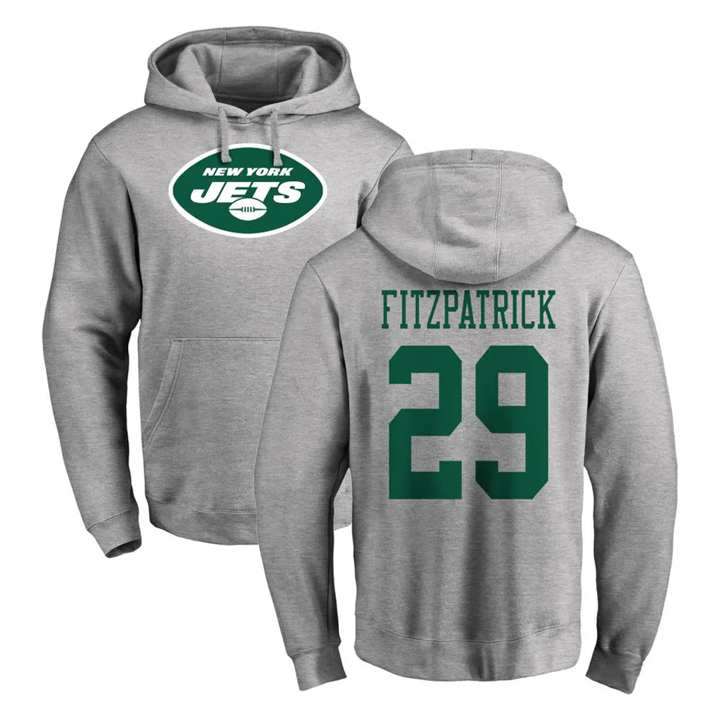 NY.Jets #29 Minkah Fitzpatrick Player Gray LOGO Pullover Hoodies Limited Game Qdoa Stitched Jerseys