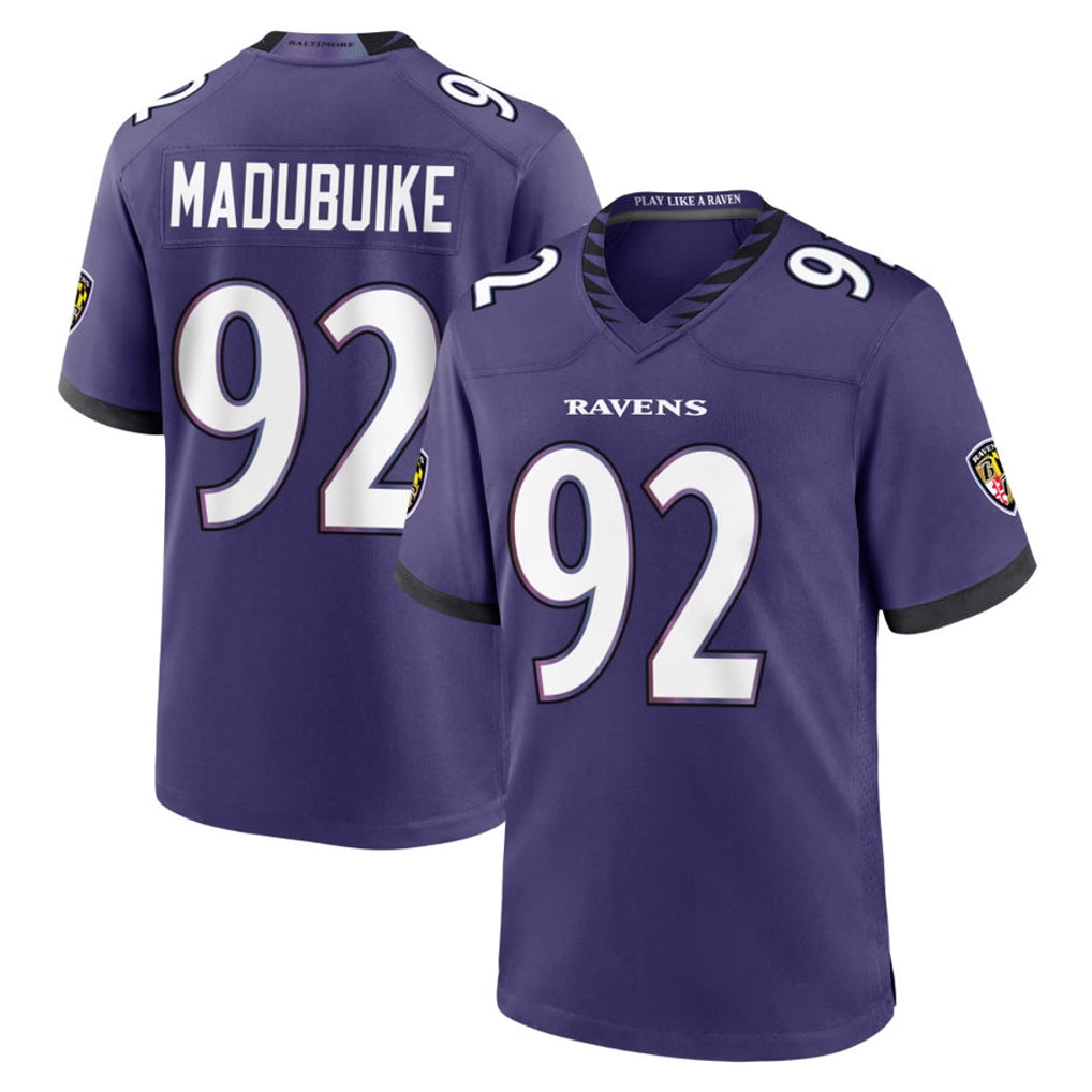 B.Ravens #92 Nnamdi Madubuike Player Purple Home Game Qdoa Stitched Jerseys