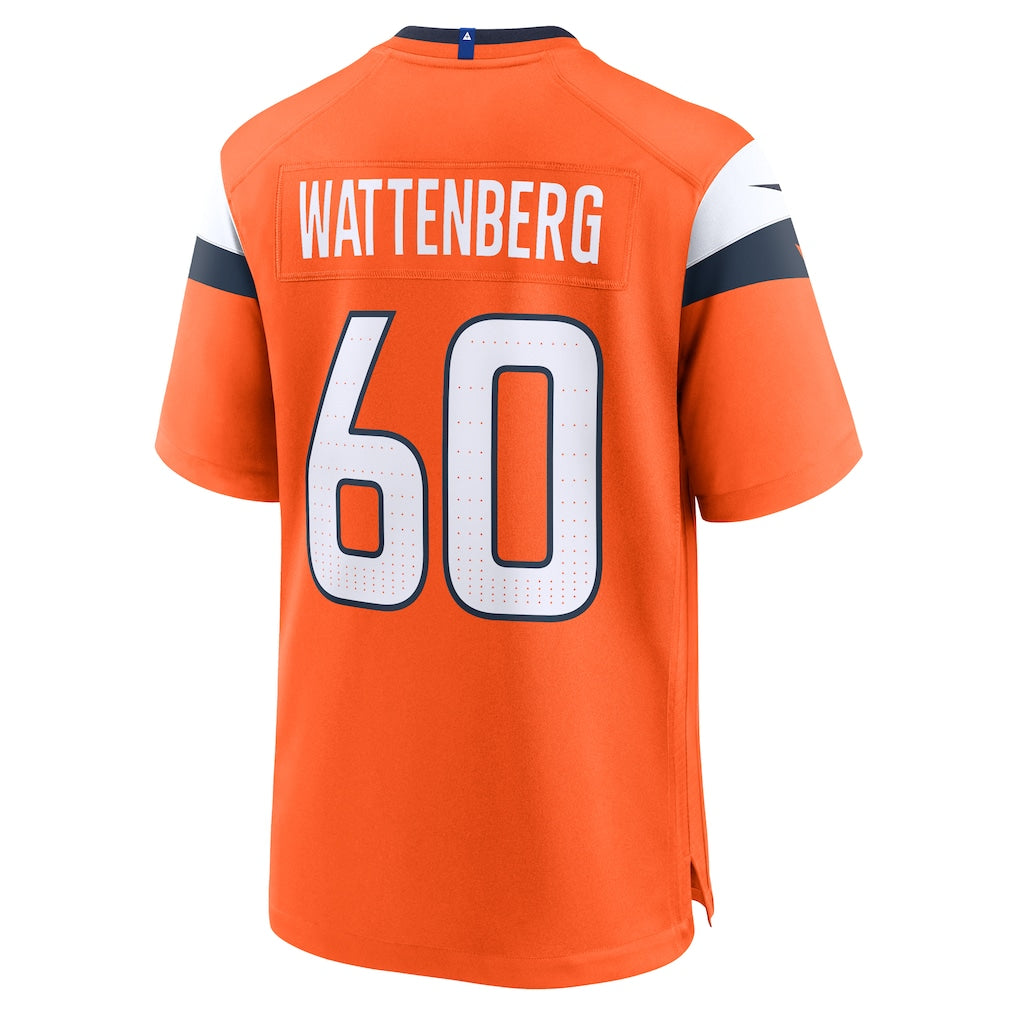 Qdoa D.Broncos #60 Luke Wattenberg Orange Team Game Jersey