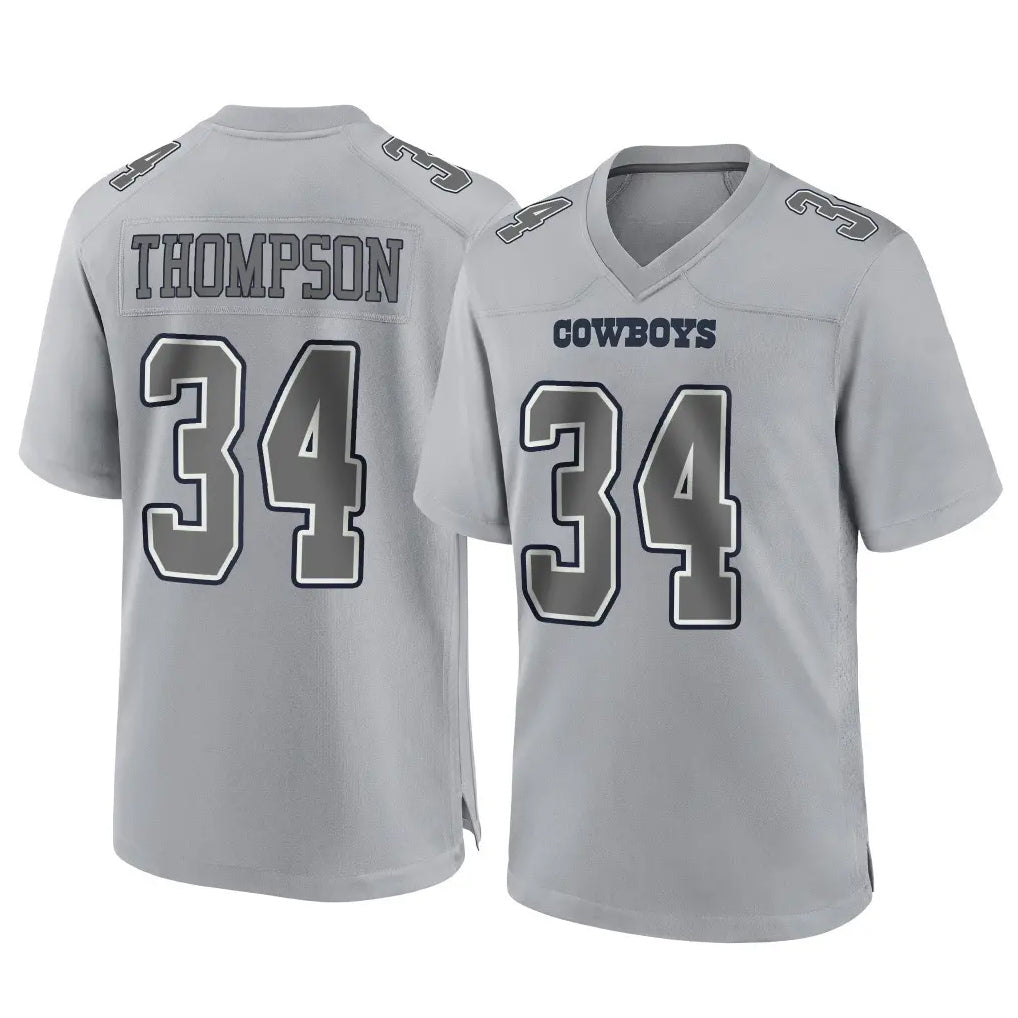 D.Cowboys #34 Jalen Thompson Player Gray Atmosphere Fashion Home Game Qdoa Stitched Jerseys