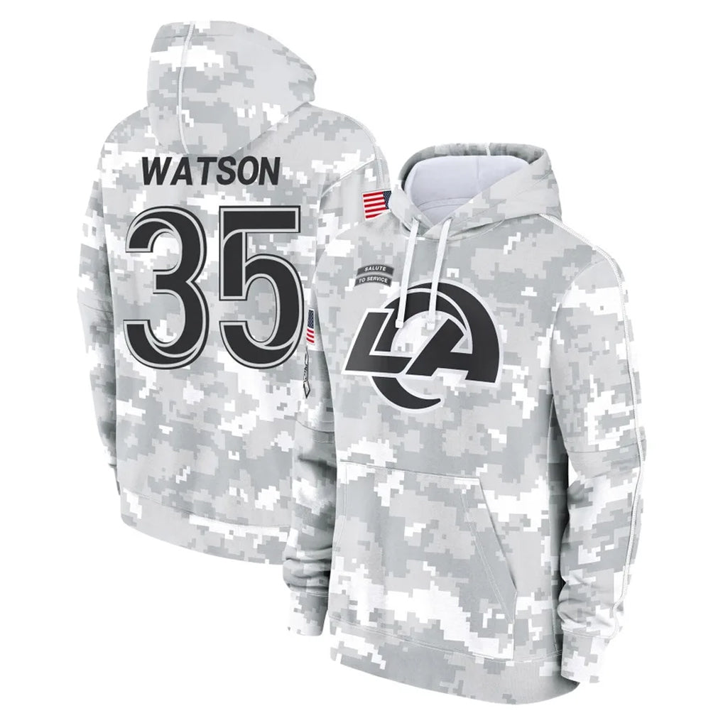 LA.Rams #35 Jaylen Watson Player Arctic Camo Salute to Service Hoodies Limited Game Qdoa Stitched Jerseys