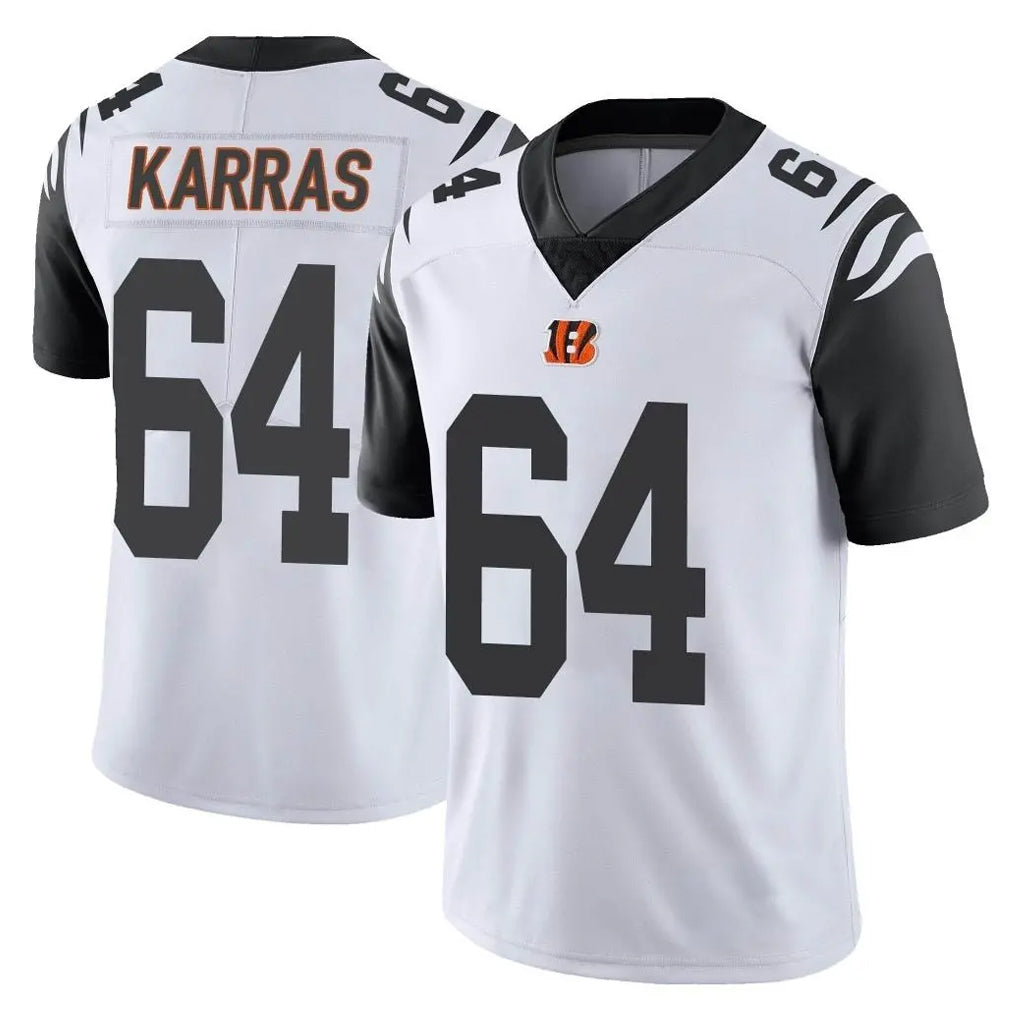 C.Bengals #64 Ted Karras Player White Color Rush Vapor Untouchable Limted Home Game Qdoa Stitched Jerseys