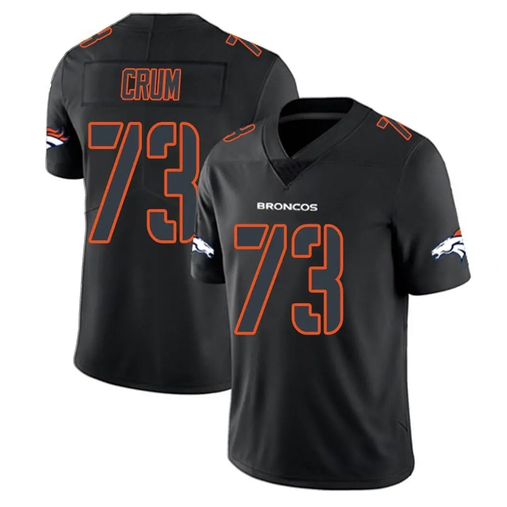 D.Broncos #73 Frank Crum Player Black Impact Limited Game Qdoa Stitched Jerseys