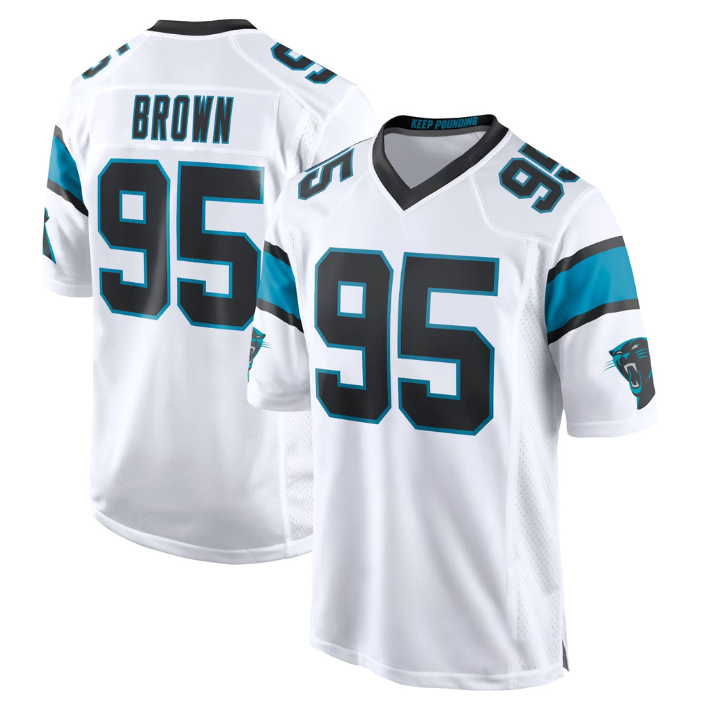 C.Panthers #95 Derrick Brown Player White Home Game Qdoa Stitched Jerseys