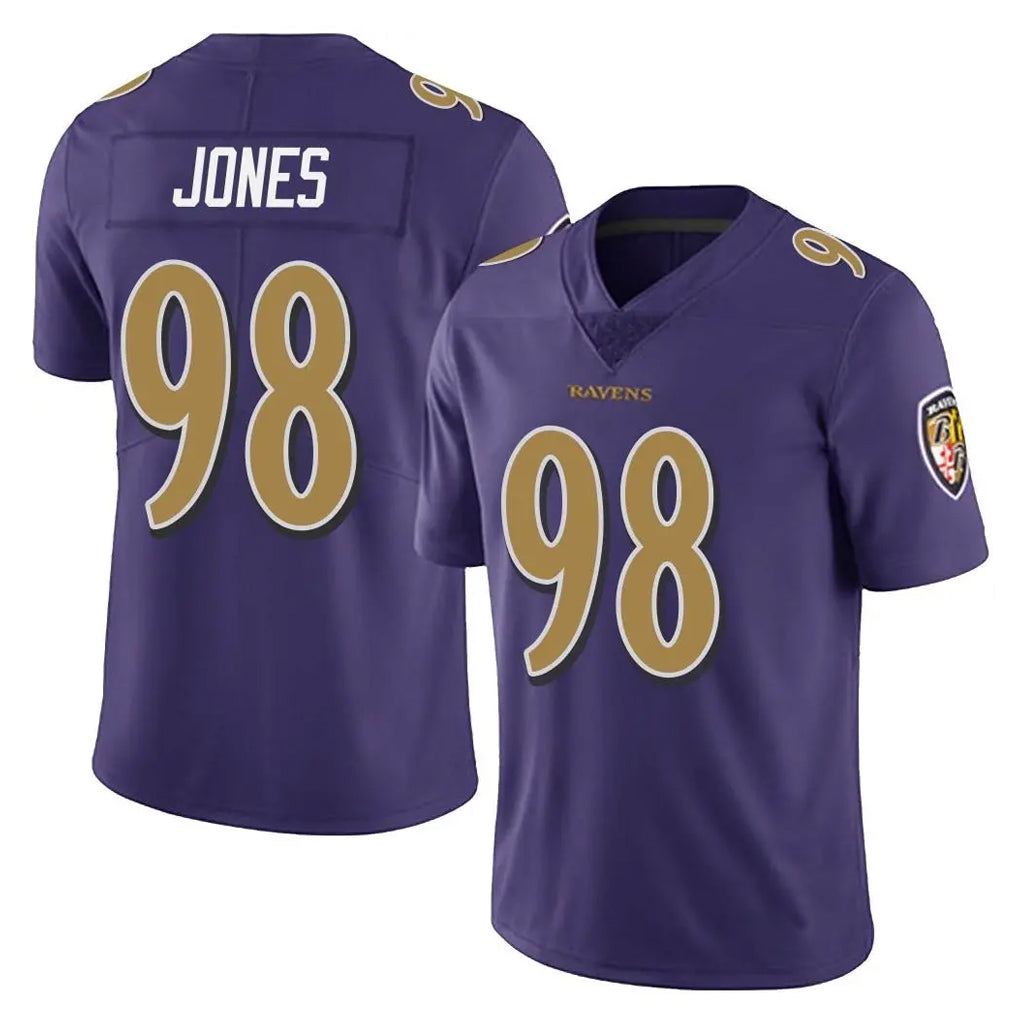 B.Ravens #98 Travis Jones Player Purple Color Rush Vapor Untouchable Limited Home Game Qdoa Stitched Jerseys