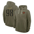 W.Commanders #98 Odafe Oweh Player Olive Salute to Service Pullover Hoodies Limited Home Qdoa Stitched Jerseys