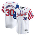 D.Tigers #30 Kerry Carpenter Player White Independence Day Vapor Premier Limited Qdoa Stitched Jerseys