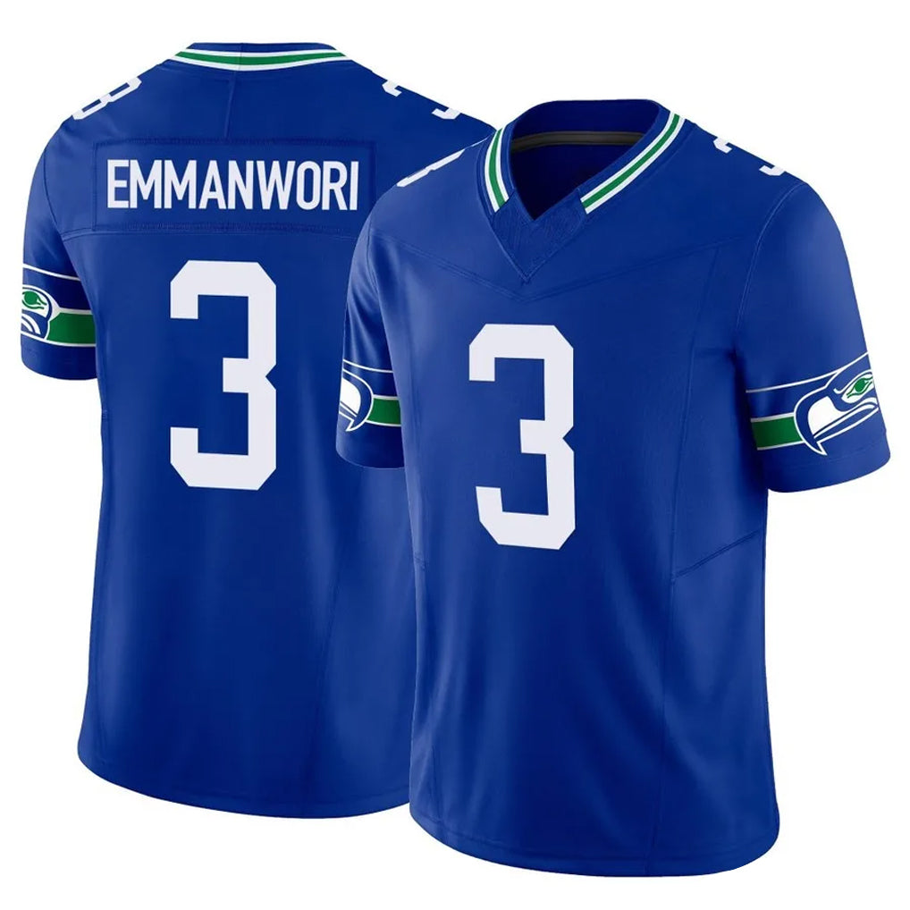S.Seahawks #3 Nick Emmanwori Player Royal Limited Throwback Vapor F.U.S.E. Home Game Qdoa Stitched Jerseys