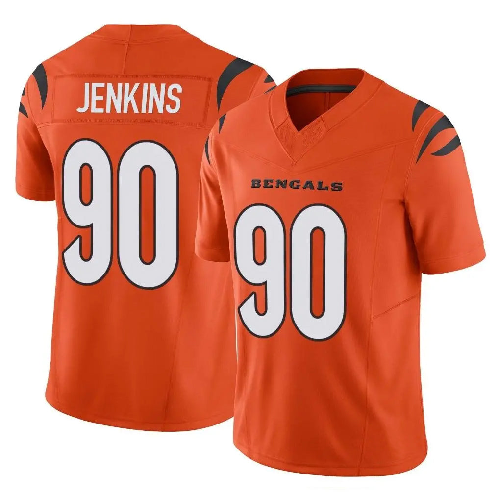 C.Bengals #90 Kris Jenkins Jr Player Orange Vapor F.U.S.E. Limited Home Game Qdoa Stitched Jerseys