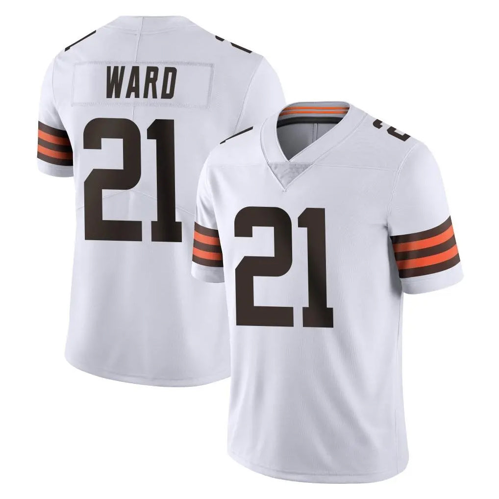 C.Browns #21 Denzel Ward Player White Vapor Untouchable Limited Home Game Qdoa Stitched Jerseys