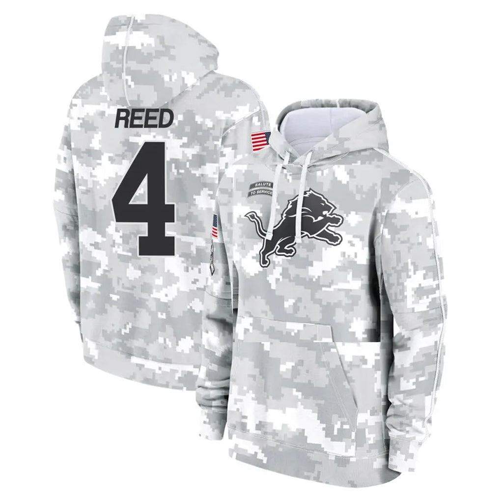 D.Lions #4 D.J. Reed Player Arctic Camo Salute to Service Hoodies Limited Game Qdoa Stitched Jerseys