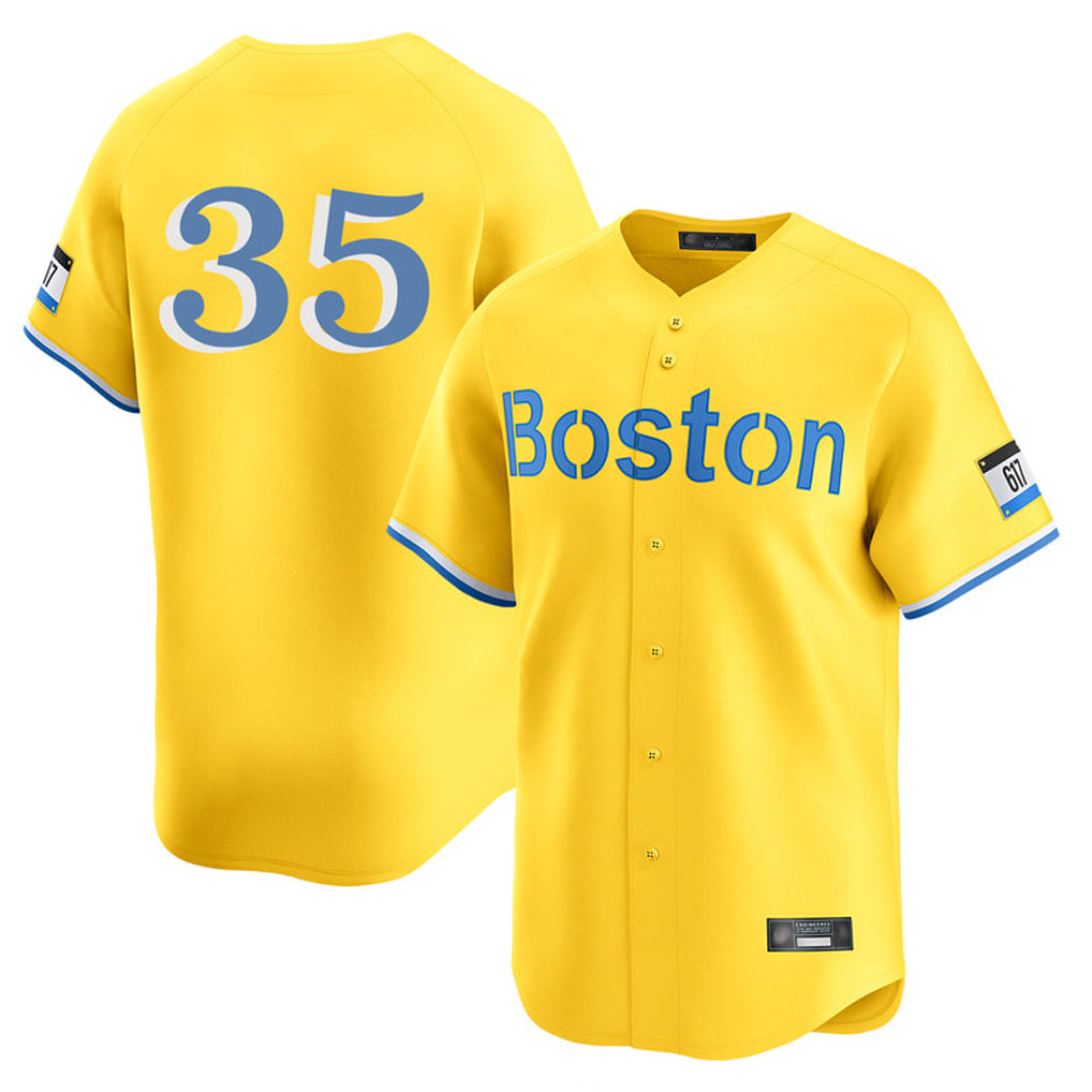 B.Red Sox #35 Garrett Crochet Player Yellow Limited Home Game Qdoa Stitched Jerseys