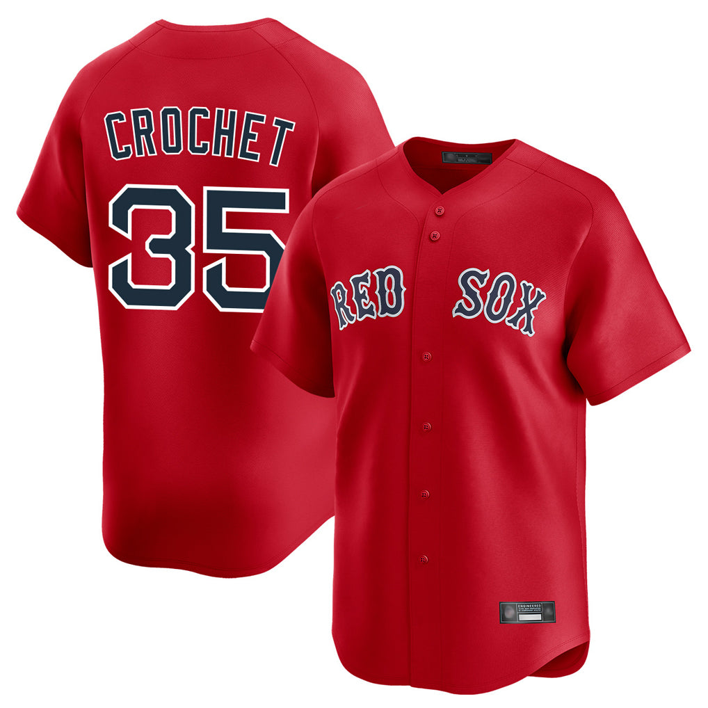 B.Red Sox #35 Garrett Crochet Player Red Limited Home Game Qdoa Stitched Jerseys